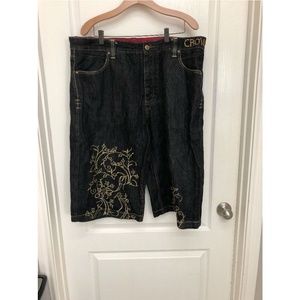 Crown Men's Embroidered Jean Shorts Size 40